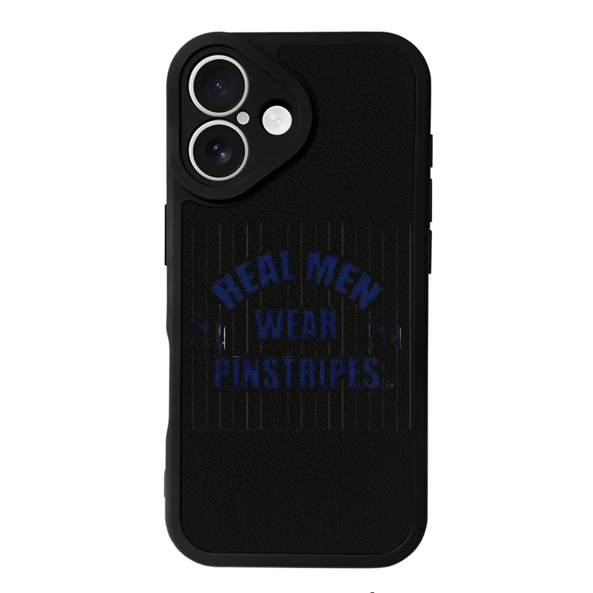 New York Yankees Real Men Wear Pinstripes IPhone 16 Silicone Leather Case – UV Print, Lambskin Texture – Perfect Fit, Wireless Charging Compatible, Scratch Resistant, Precise Cutouts – Stylish Protection For IPhone 16